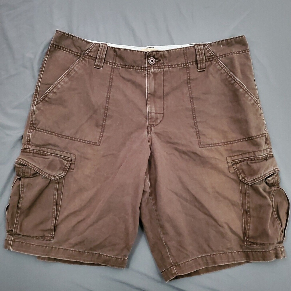 Roebuck & Co Mens Brown Cotton Cargo Shorts Size 40 Relaxed Fit Utility Workwear